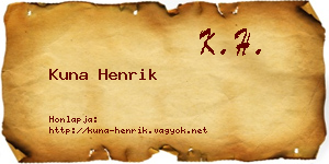 Kuna Henrik névjegykártya